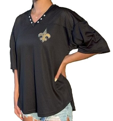 New Orleans Saints Women's Short Sleeve - Mesh Shoulder