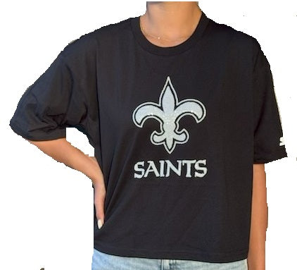 New Orleans Saints Women Short Sleeve - White Sequin
