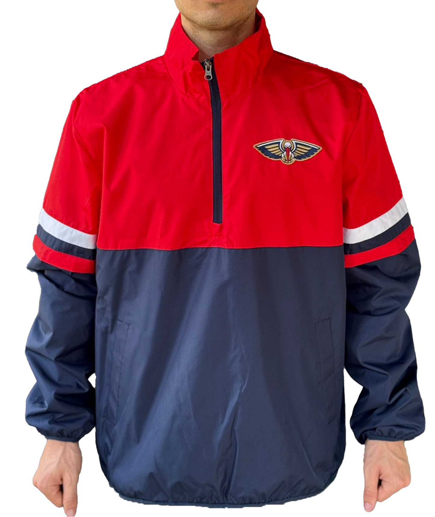 New Orleans Pelican Quarter Zip - Pelican Logo Red Navy