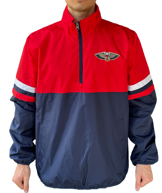 New Orleans Pelican Quarter Zip - Pelican Logo Red Navy