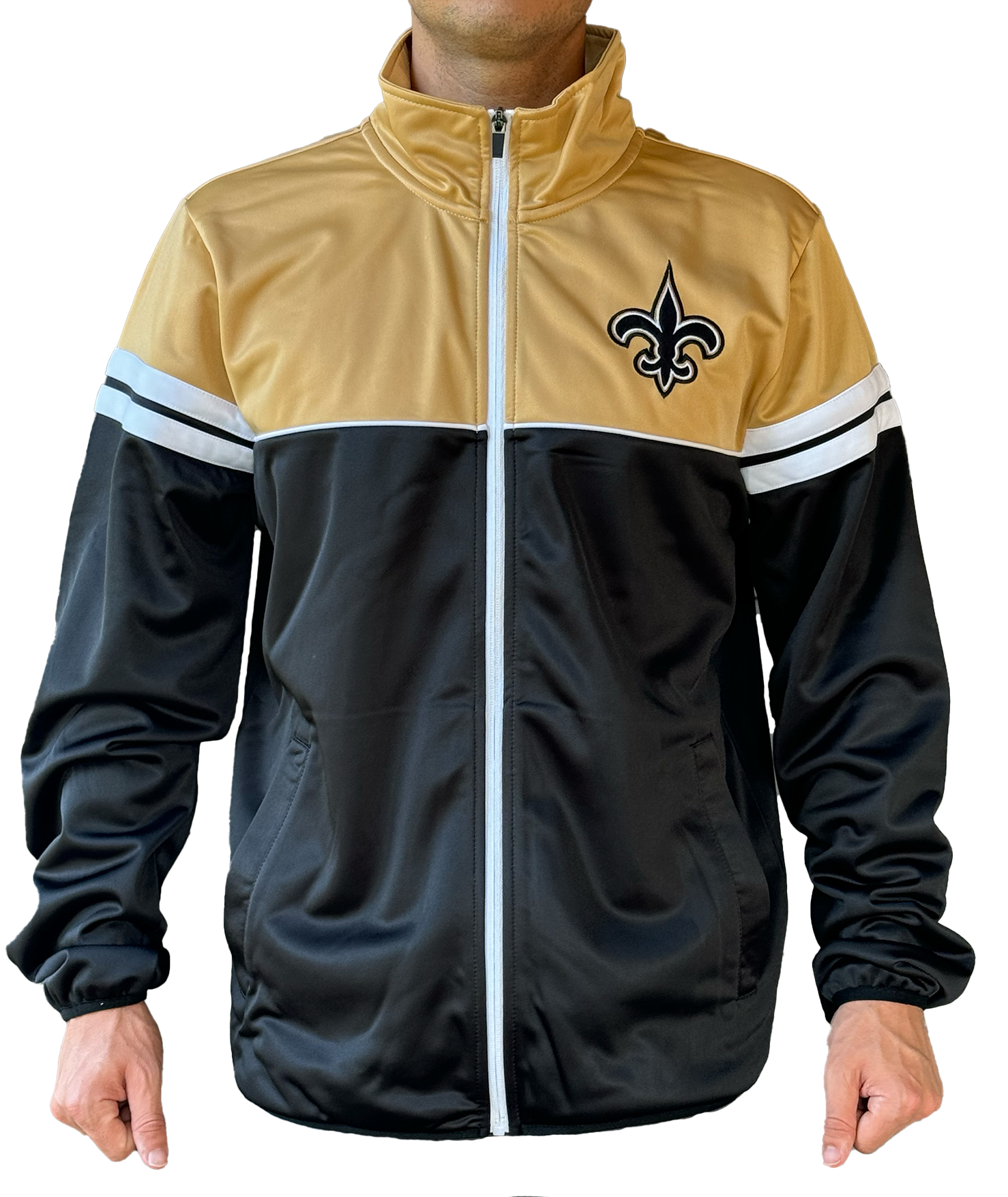 New Orleans Saints Jacket - Colorblock – Black & Gold Sports Shop New Orleans Saints Jacket - Colorblock – Black & Gold Sports Shop