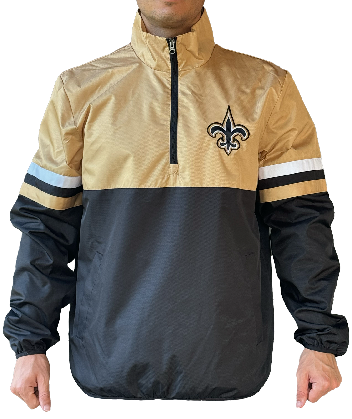 New Orleans Saints Quarter-Zip Jacket - 2-Tone – Black & Gold New Orleans Saints Quarter-Zip Jacket - 2-Tone – Black & Gold