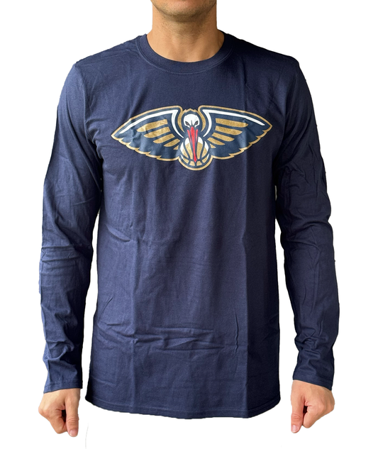 New Orleans Pelican Long Sleeve T-Shirt - NAVY Primary Logo
