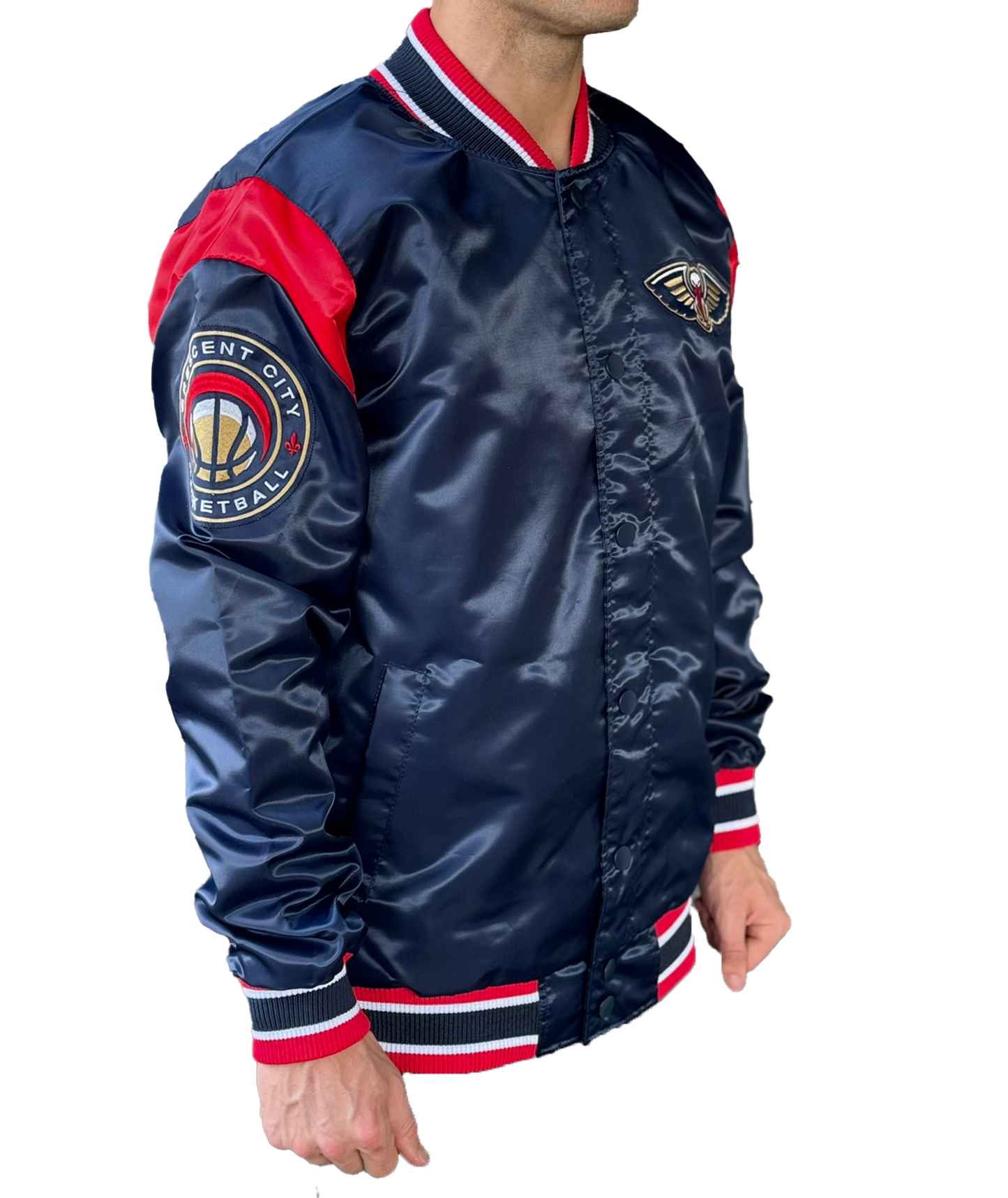 New Orleans Pelican Jacket - Satin Pelican Logo Navy