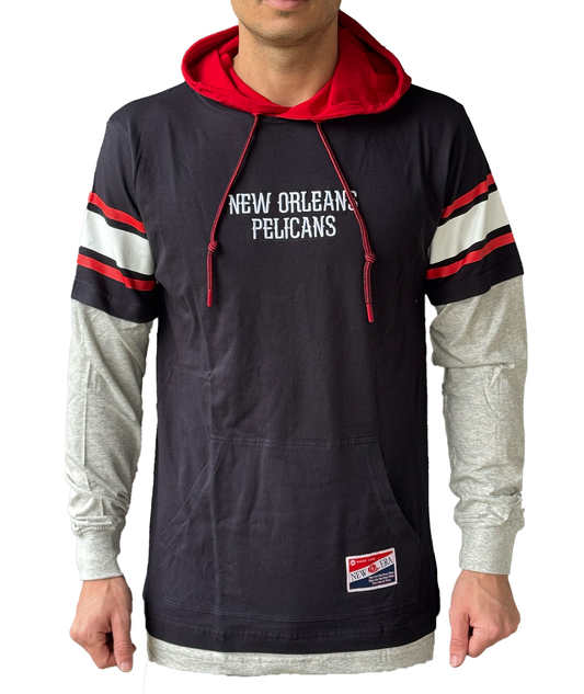 New Orleans Pelican Hooded T-Shirt - NAVY New Orleans Pelicans