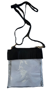 New Orleans Saints Purse - Clear Black Fringe