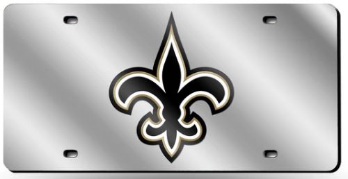 New Orleans Saints License Plate - Fleur De Lis Silver Laser Tag