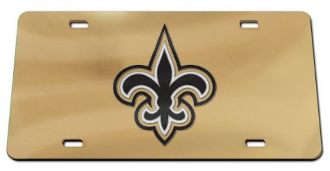 New Orleans Saints License Plate -Gold Acrylic Laser Tag