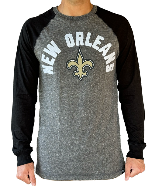 New Orleans Saints Men's Long Sleeve - Pepper Gray