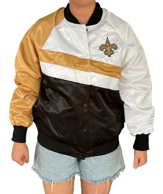 New Orleans Saints Womens Jacket - Striped Bomber