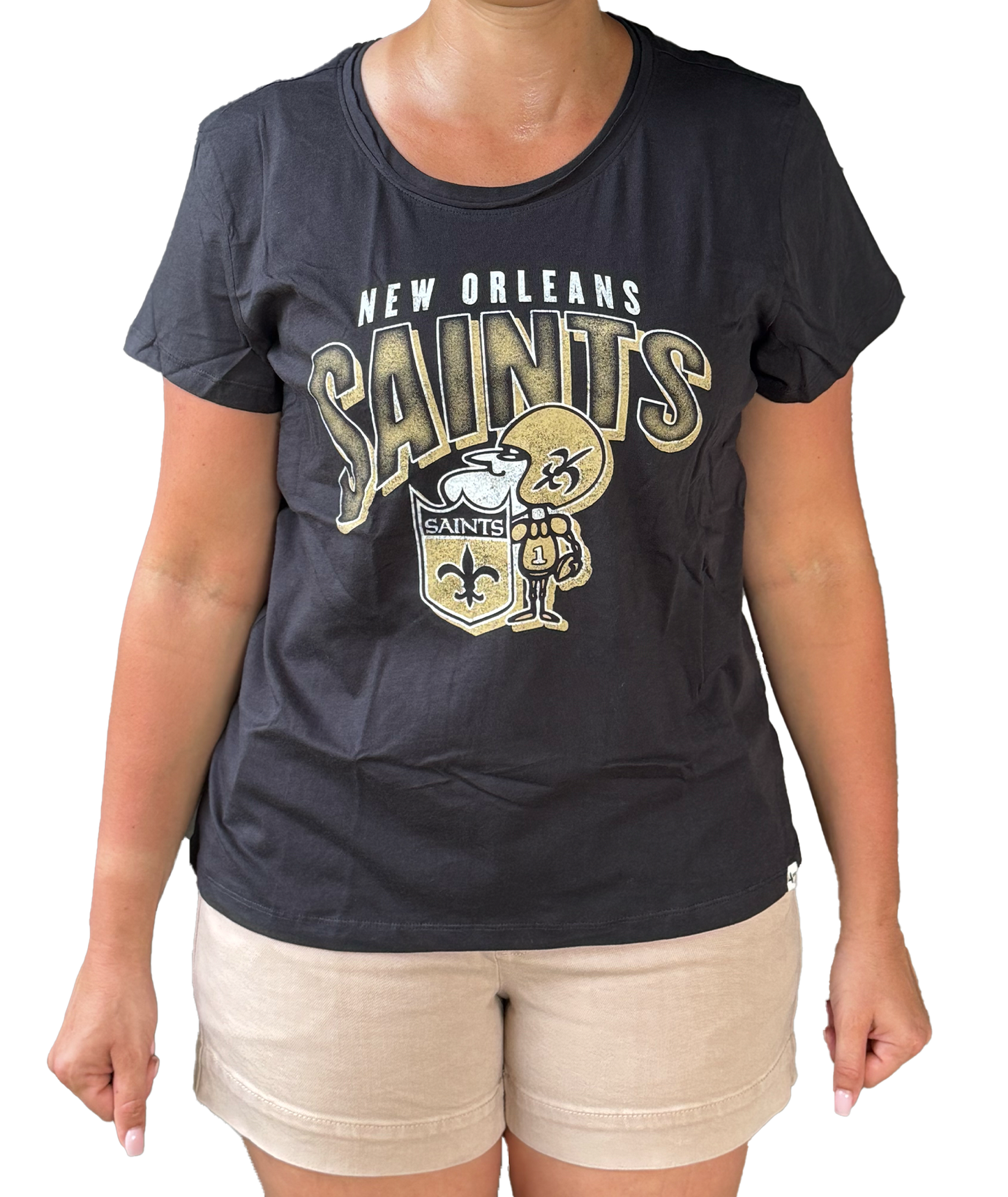 New Orleans Saints Women's Short Sleeve Shirt - Black Treasure Frankie