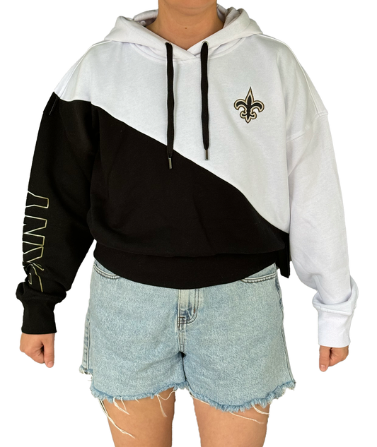 New Orleans Saints Womens Jacket - Black White Stripe