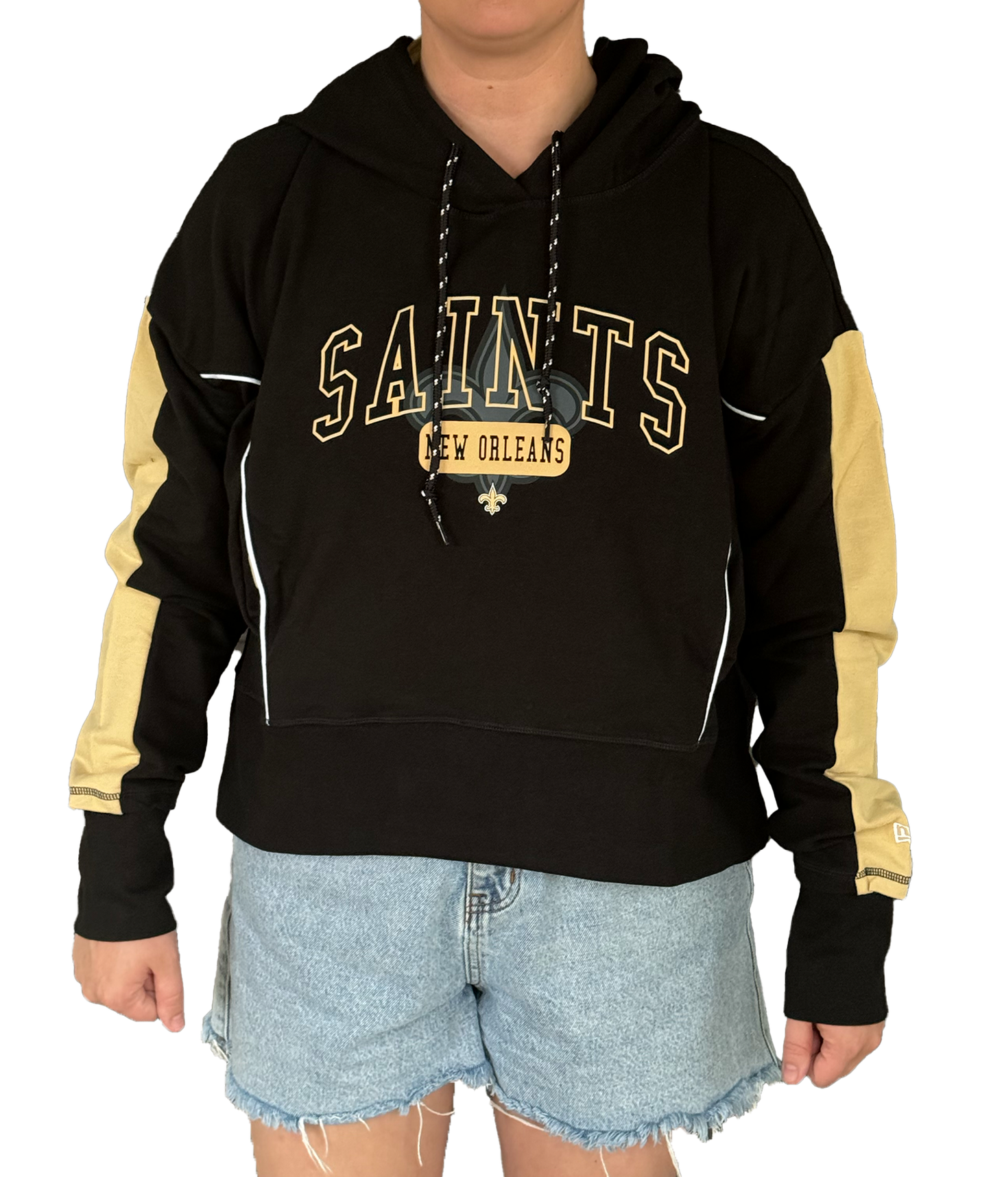 New Orleans Saints Womens Sweat - Crop Block