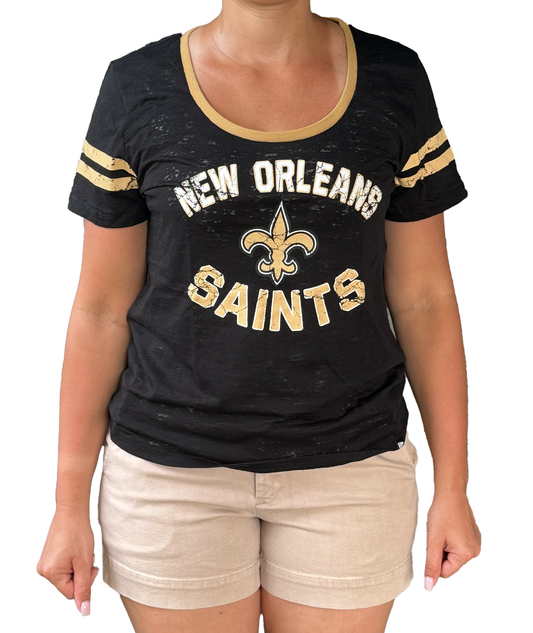 New Orleans Saints Women's Short Sleeve Shirt - Distress