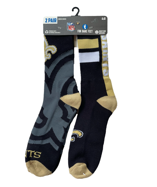 New Orleans Saints Socks - 2-Pair Crew