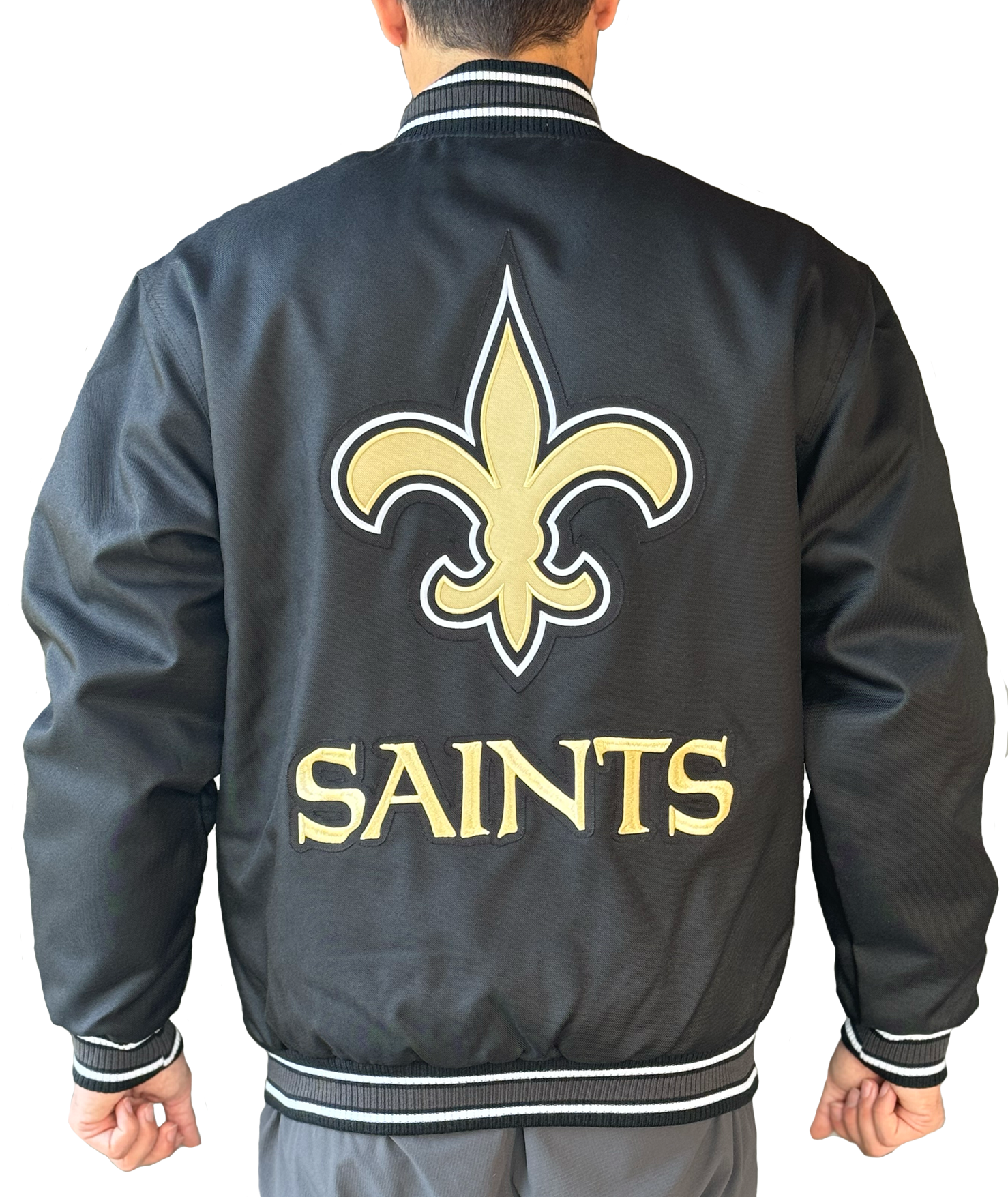 New Orleans Saints Jacket - JH Varsity – Black & Gold Sports Shop New Orleans Saints Jacket - JH Varsity – Black & Gold Sports Shop