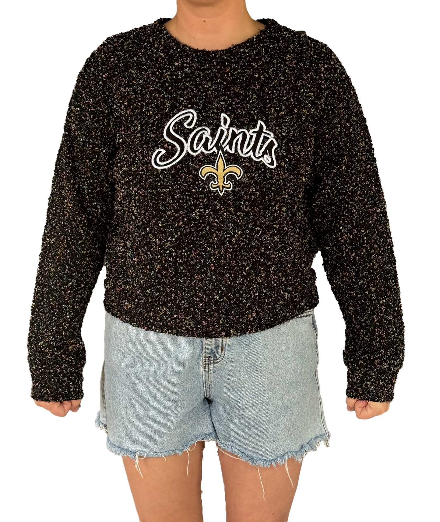 New Orleans Saints Womens Sweat - Fuzzy Crew Neck