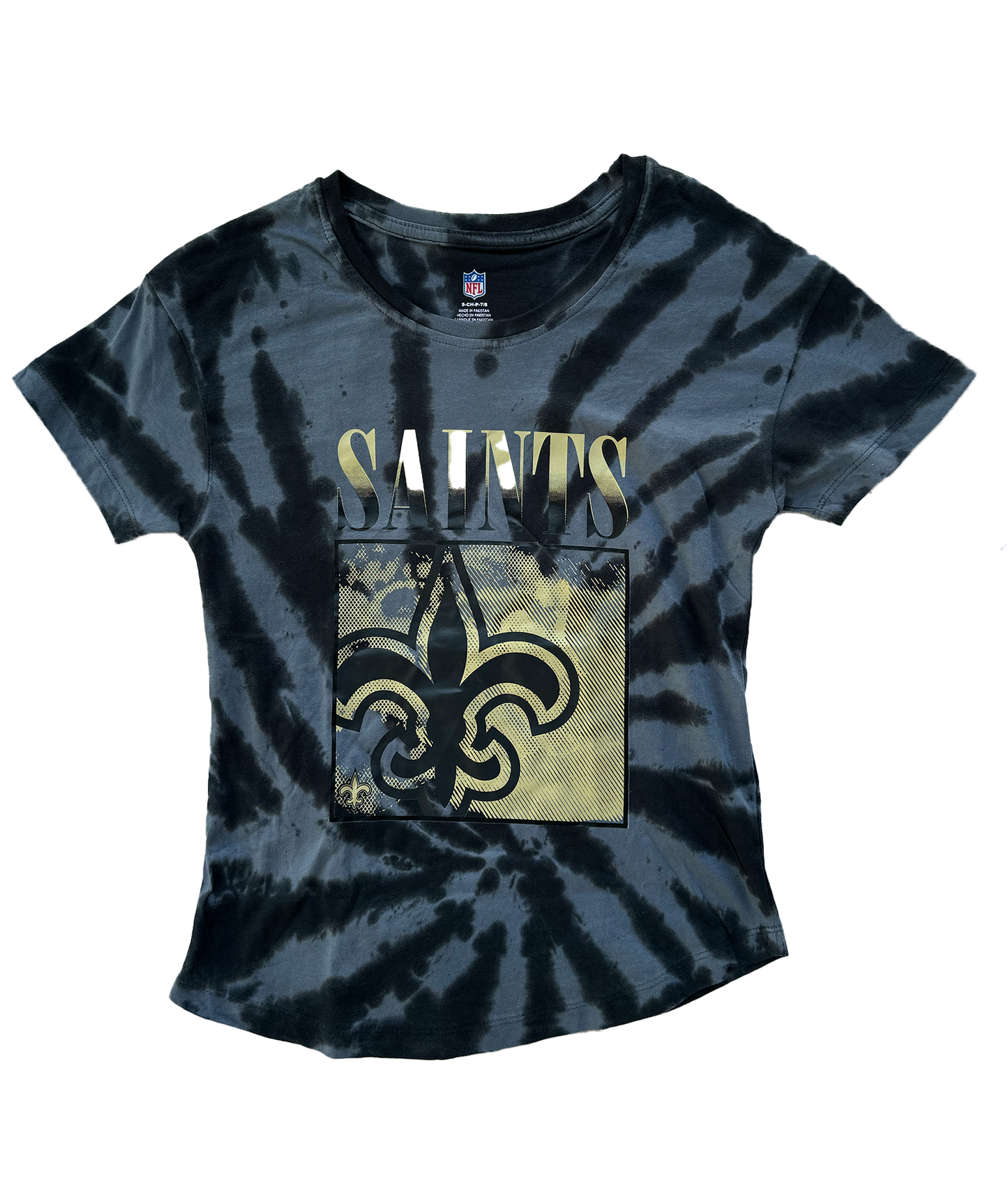 New Orleans Saints Girls Shirt - Grey Tie Dye