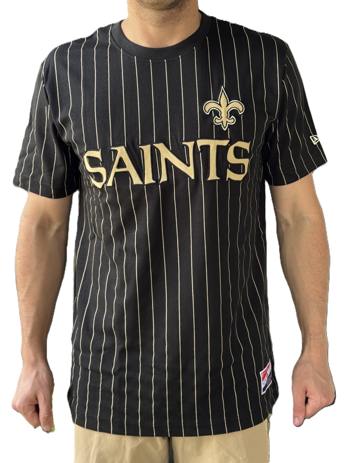 New Orleans Saints Men's T-Shirt - Stripe Black