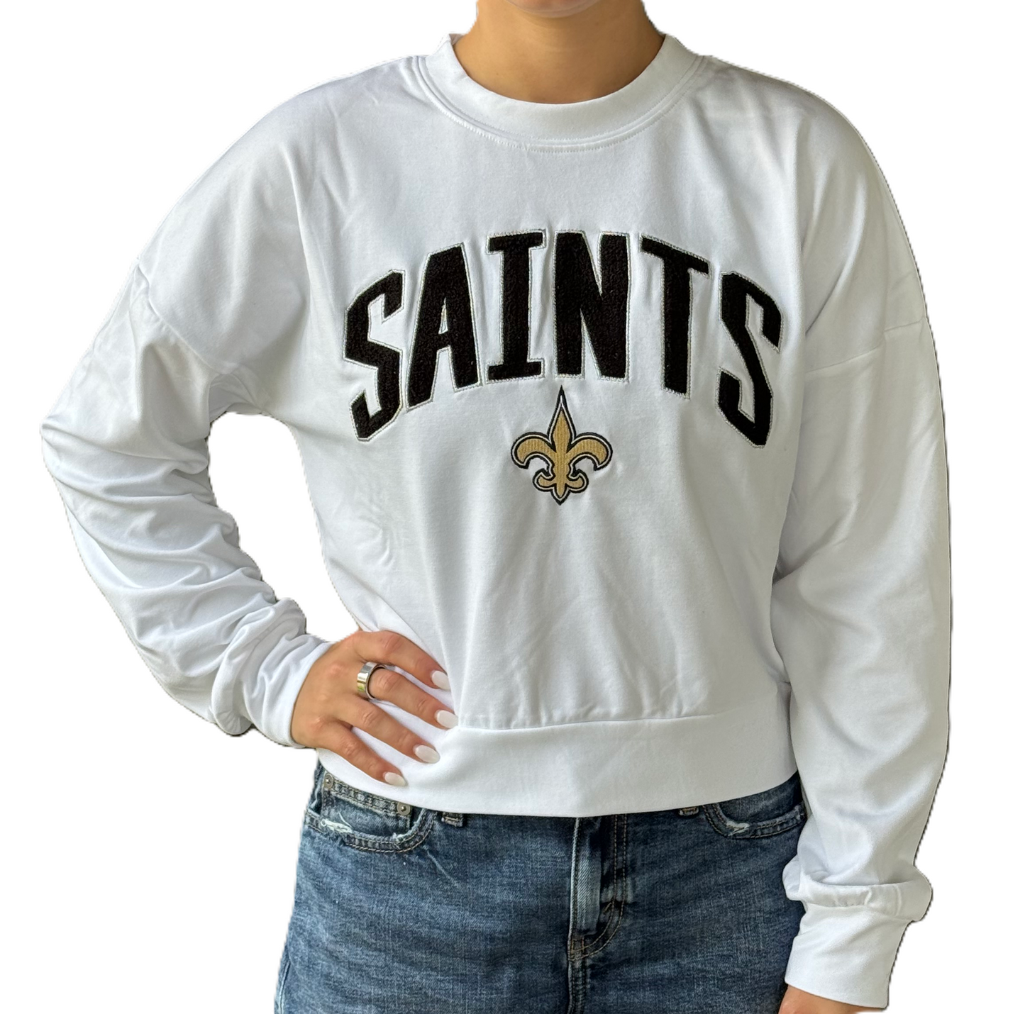 New Orleans Saints Women's Sweat -  White Crew