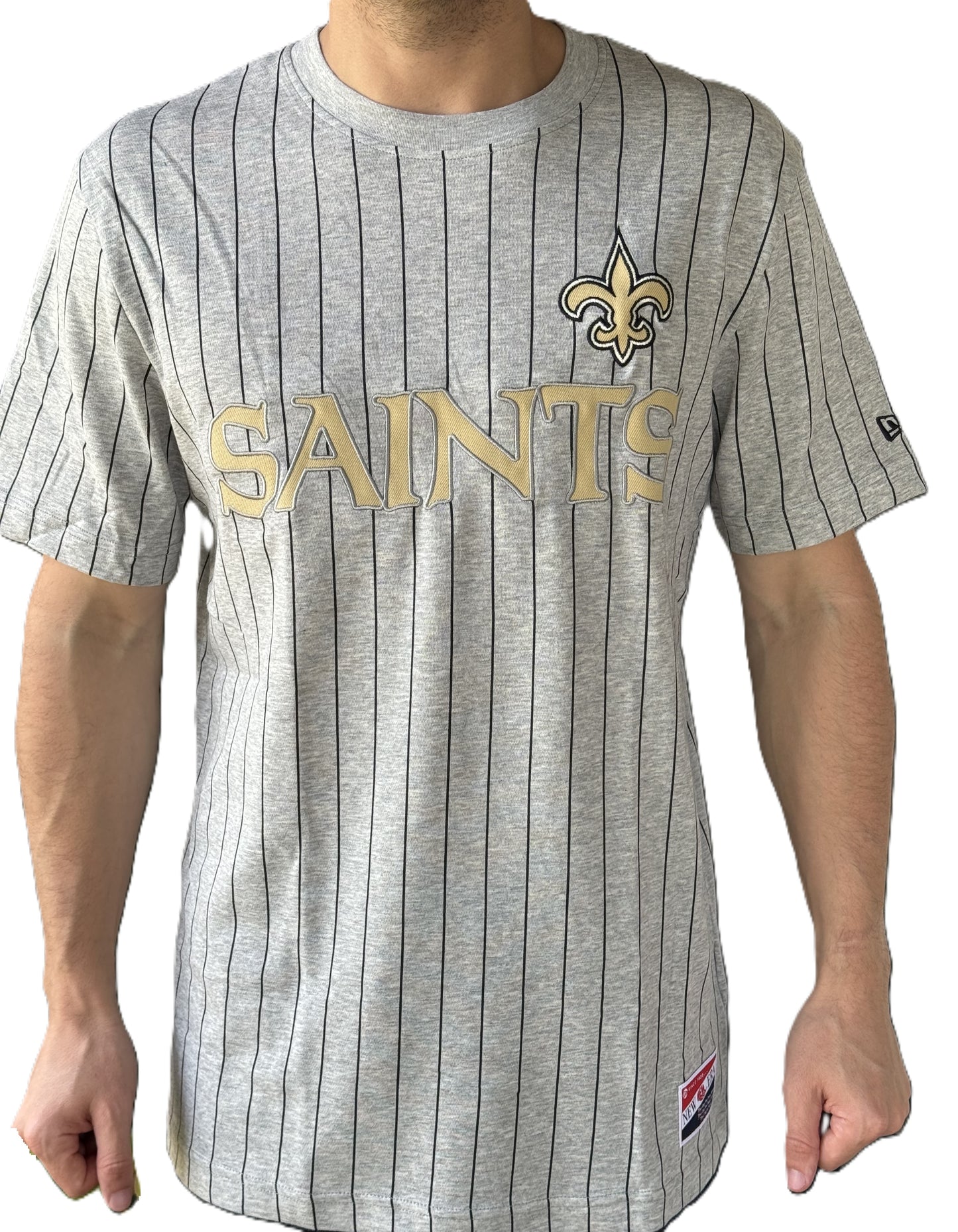New Orleans Saints Men's T-Shirt - Pin Stripe Gray