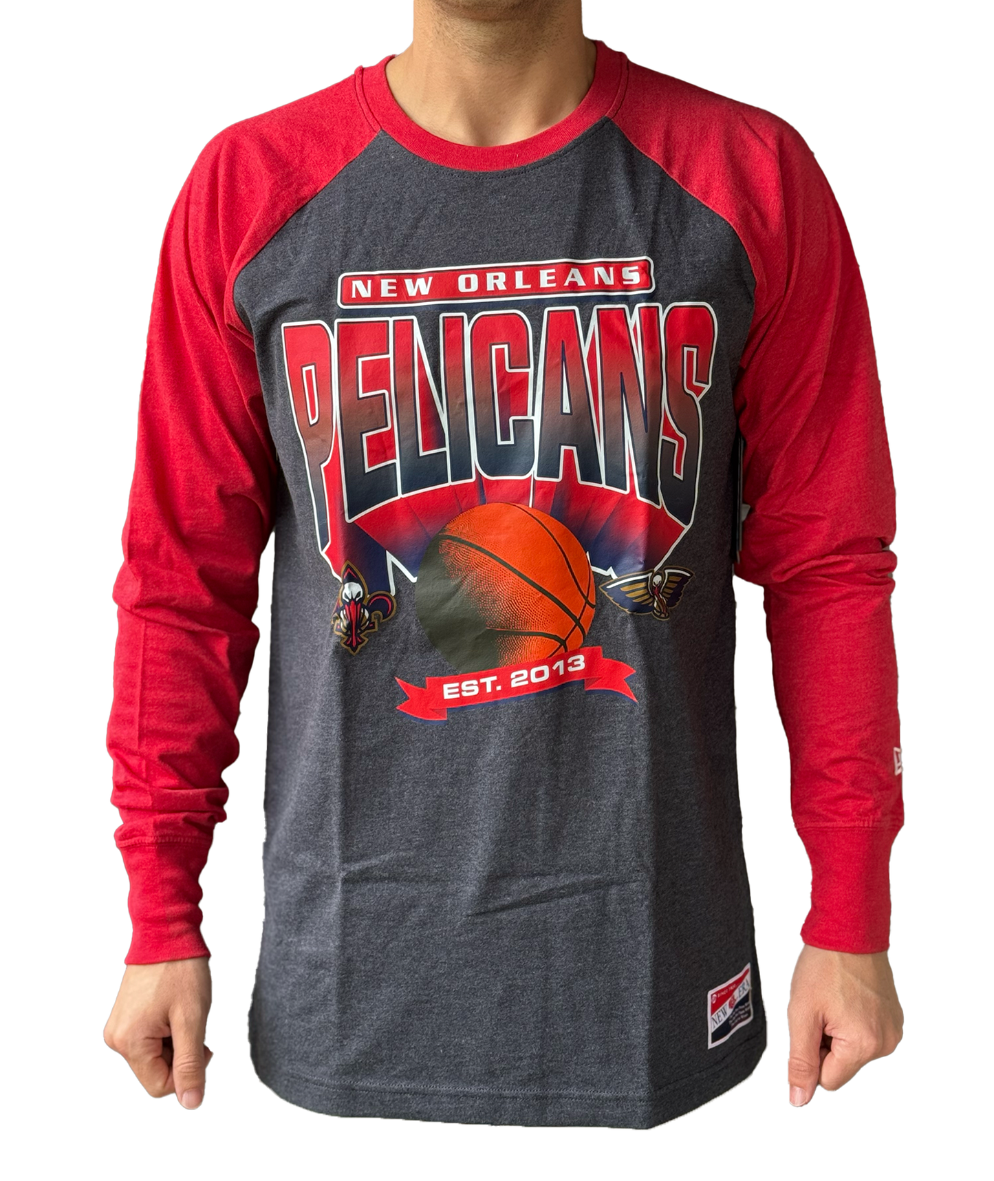 New Orleans Pelican Long Sleeve T-Shirt - NAVY RED NeoPel