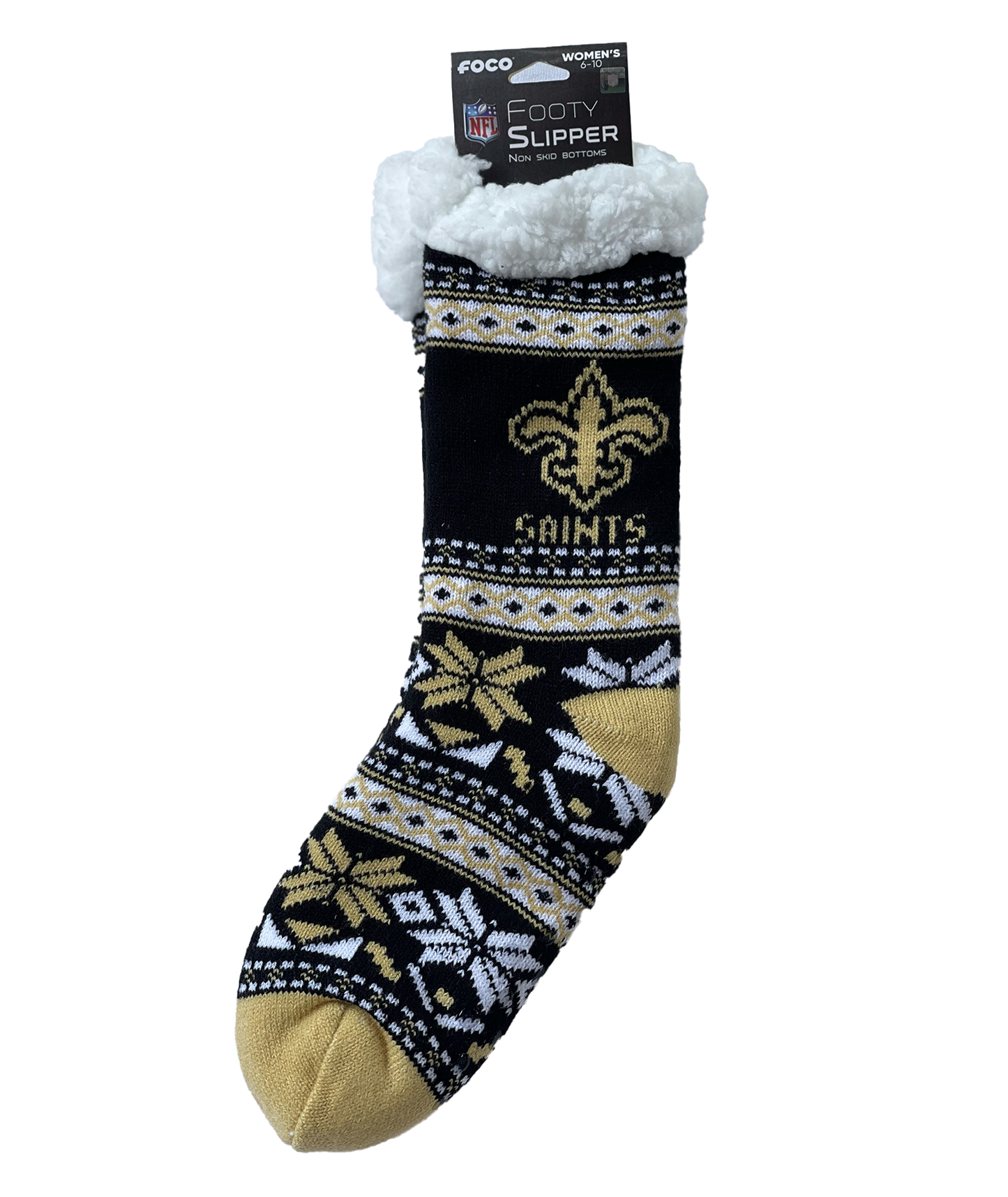 New Orleans Saint Socks - Women's Footy Slipper Calf