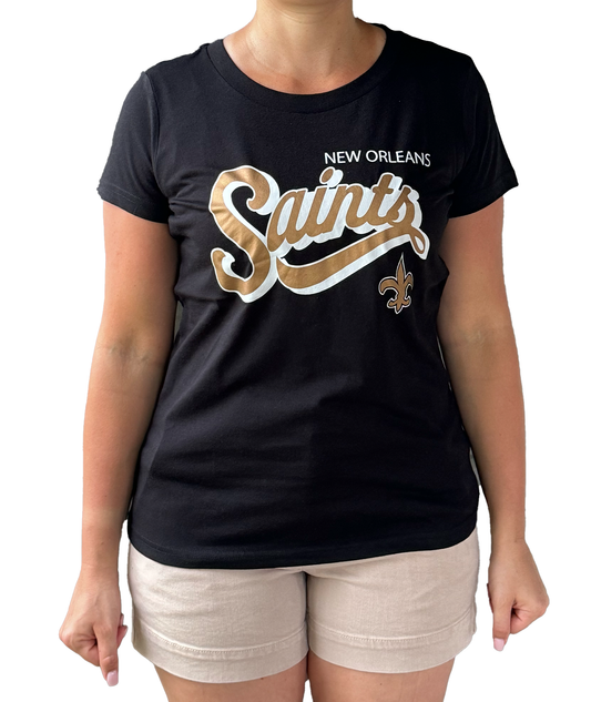 New Orleans Saints Women's Short Sleeve Shirt - Script SAINTS