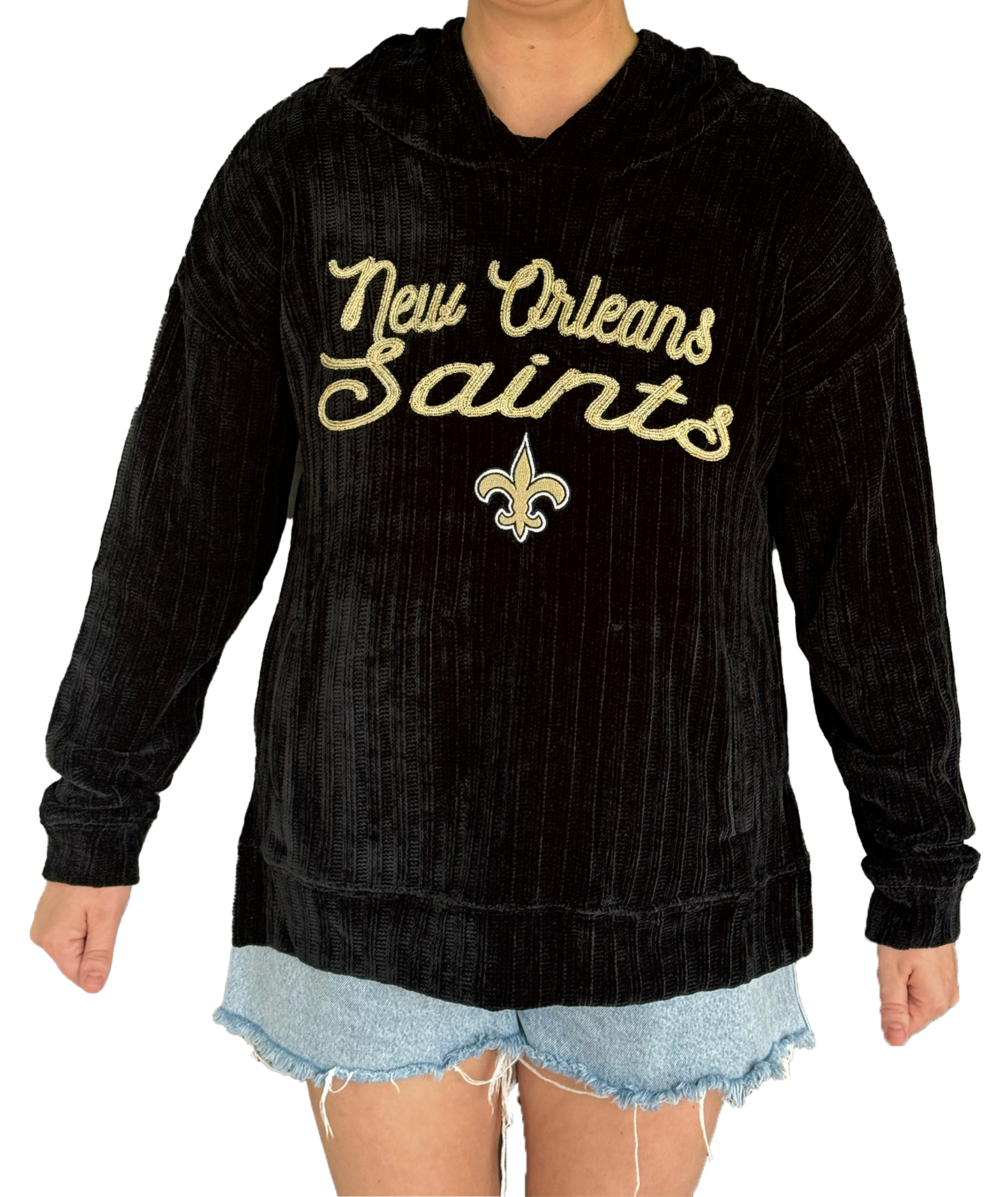 New Orleans Saints Womens Sweat - Suede Script