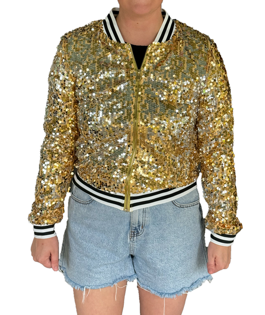 New Orleans Saints Womens Jacket - Gold Sparkle