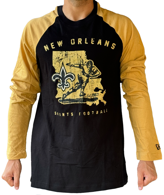 New Orleans Saints Men's Long Sleeve Tee - Distressed State