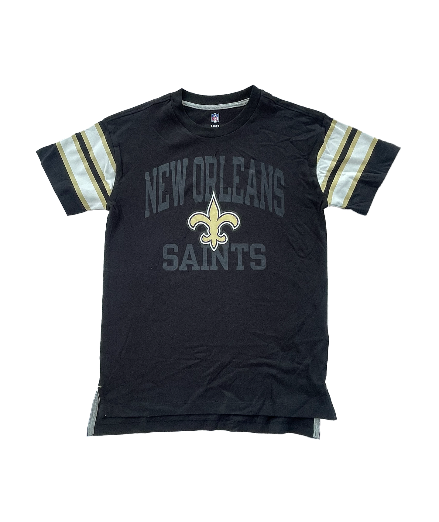 New Orleans Saints Kids T-Shirt - Striped Sleeve