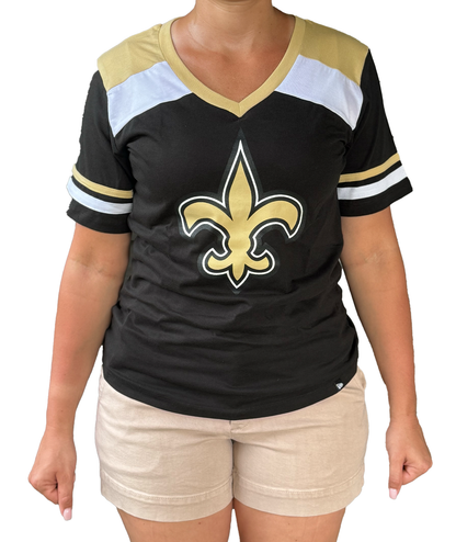 New Orleans Saints Women's Short Sleeve Shirt - V-Neck FDL