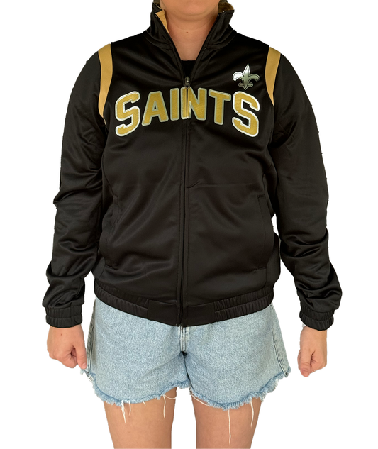 New Orleans Saints Womens Jacket - Silver Zip